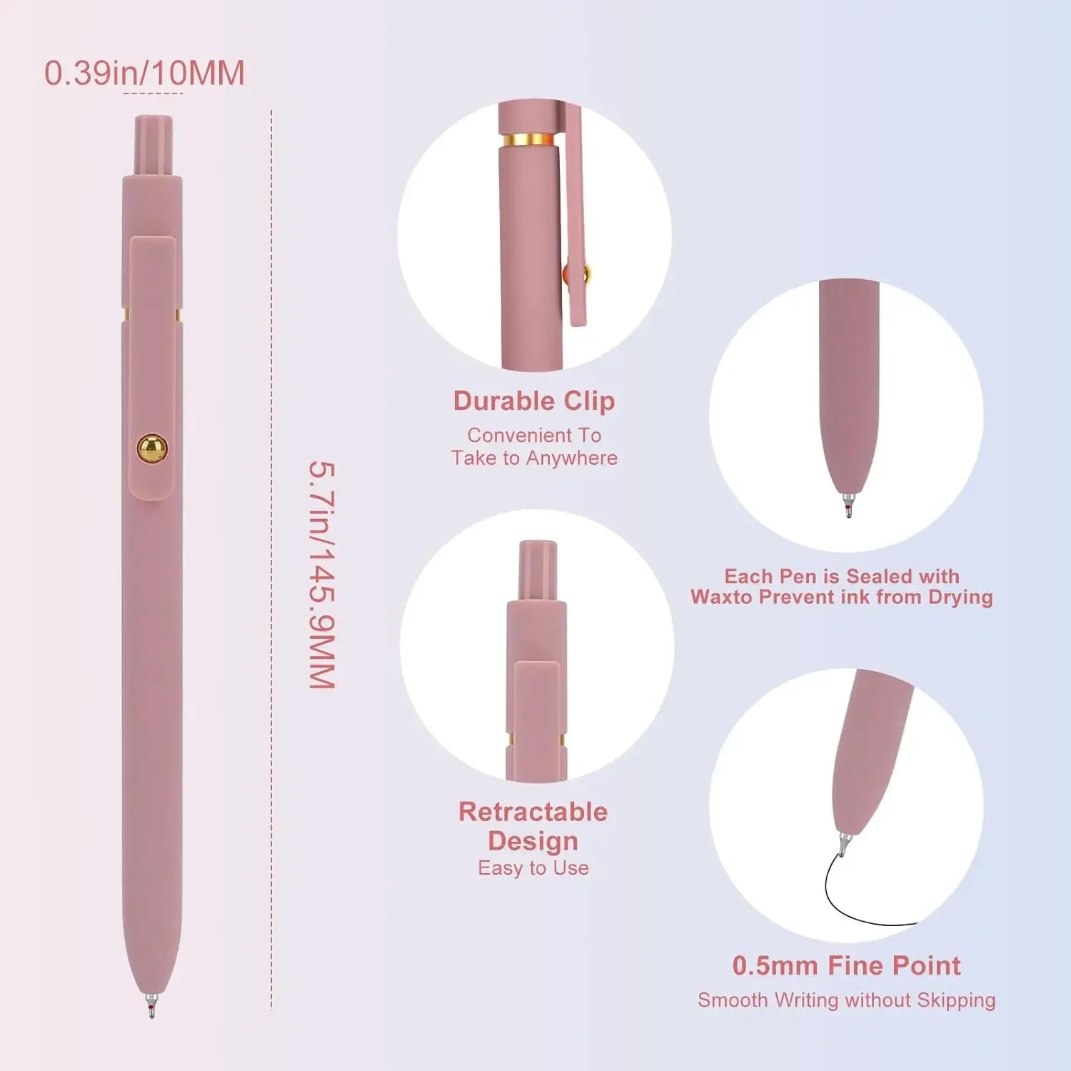 6-Pack Quick-Dry Gel Pens, 0.5mm Fine Point Black Ink for Smooth Writing, Office School Supplies Gifts Peaceful Pleasures Health and Wellness