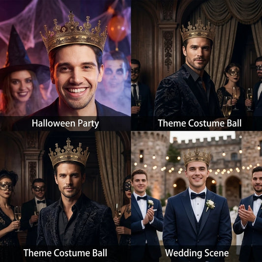 Men's Retro Alloy Crown Headpiece Durable Elegant Design For Weddings Parties Peaceful Pleasures Health and Wellness