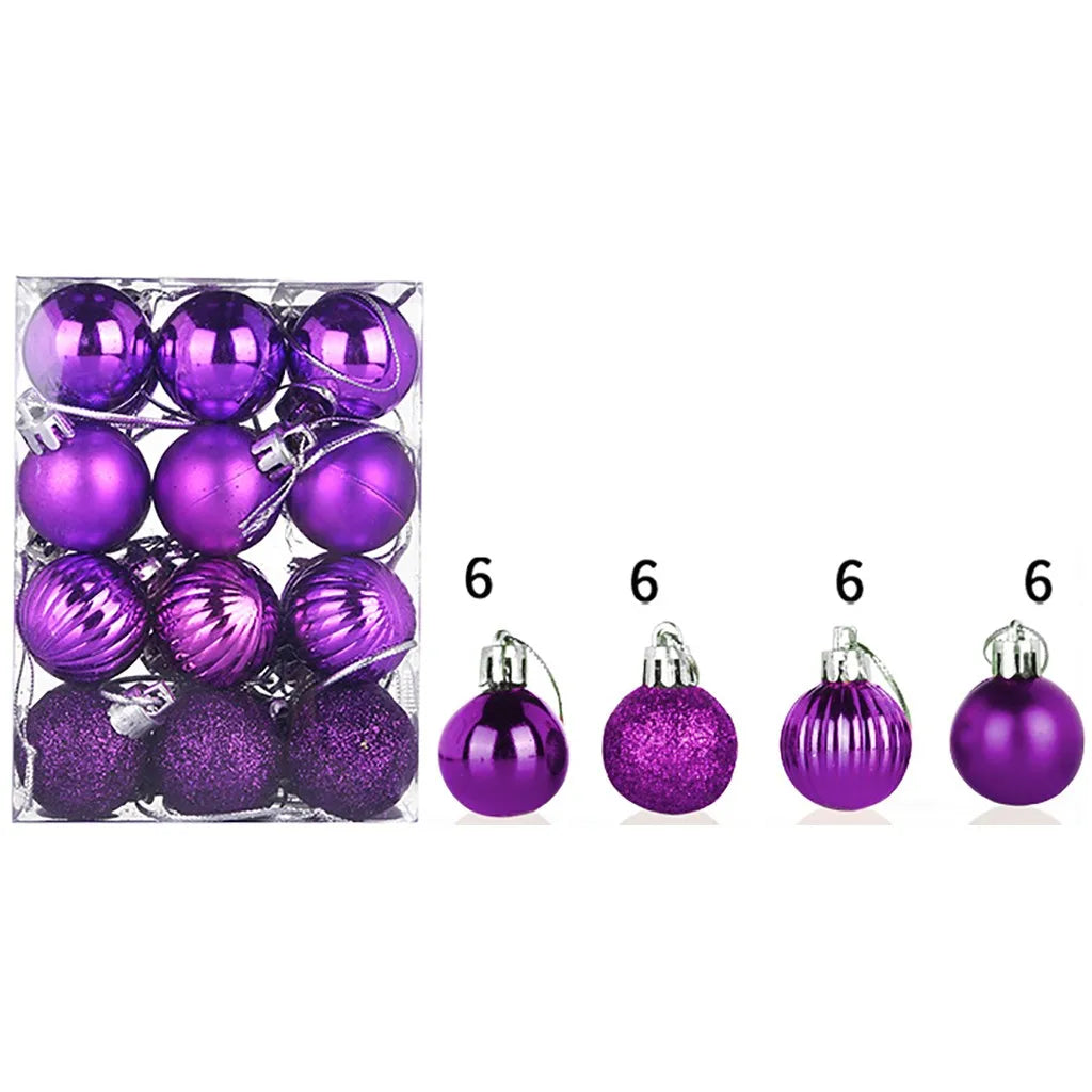 30mm Christmas Xmas Tree Ball Bauble Hanging Home Party Ornament Decor 24pc Tree Decoration Balls Xmas Party Hanging Pendant Peaceful Pleasures Health and Wellness E 3cm