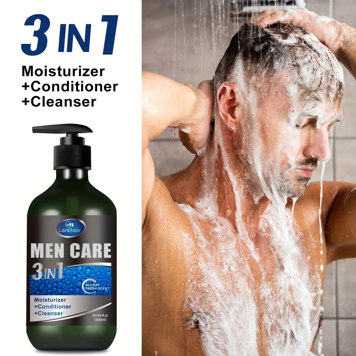 Men's 3-in-1 Body, Hair & Face Wash | Plant-Based Cleanser