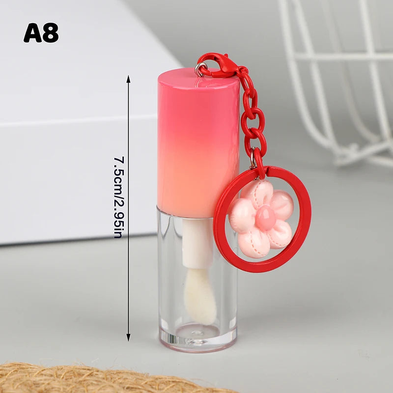 Lip Glaze Bottle With Keychain Gradient Empty Lipstick Gloss Tube Refillable Liquid Container Bottle Lipgloss Sample Bottle Peaceful Pleasures Health and Wellness A8 4ml