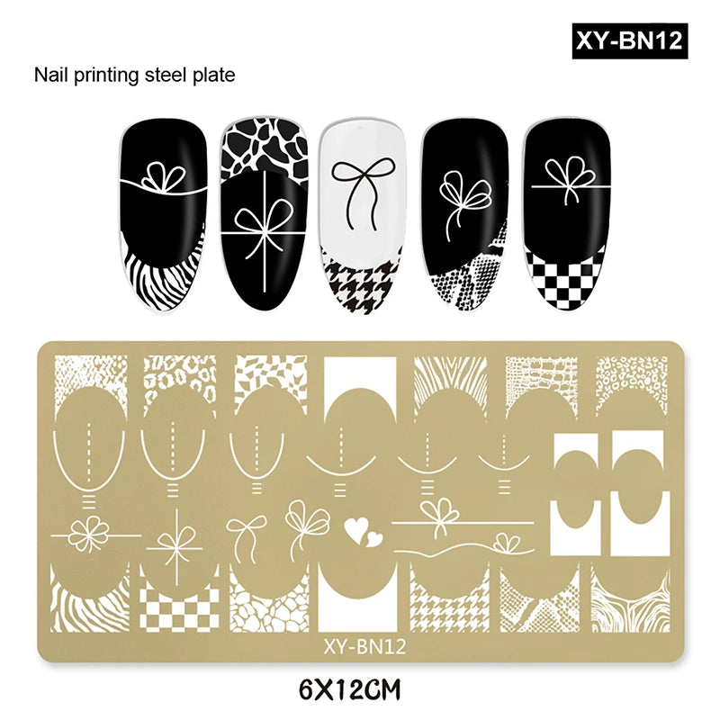 Nail Stamping Plates 12x6cm – Butterfly Flower Bowknot Designs