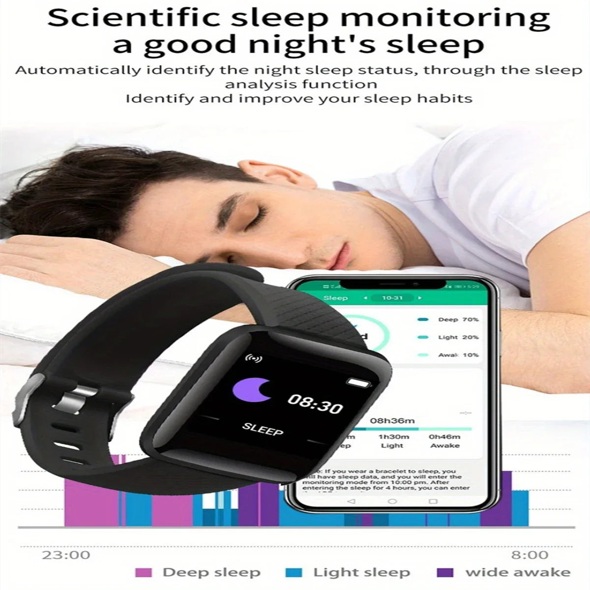 CHAOGENB Smart Watch – Fitness Tracker & USB Charging Bracelet
