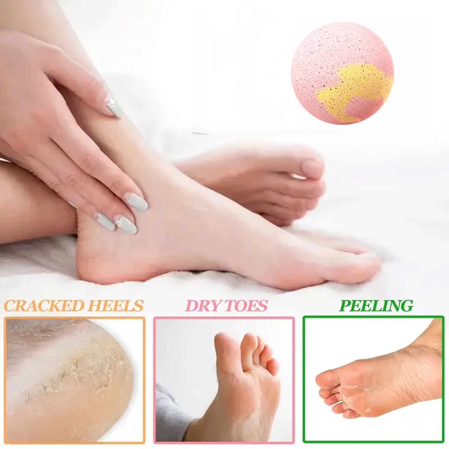 Rose Fizzing Foot Soak Bath Bombs – 6pc Exfoliating Spa Set
