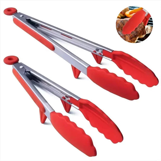 Stainless Steel Kitchen Tongs with Silicone Tips | BBQ & Cooking Kitchen Tongs Peaceful Pleasures Health and Wellness