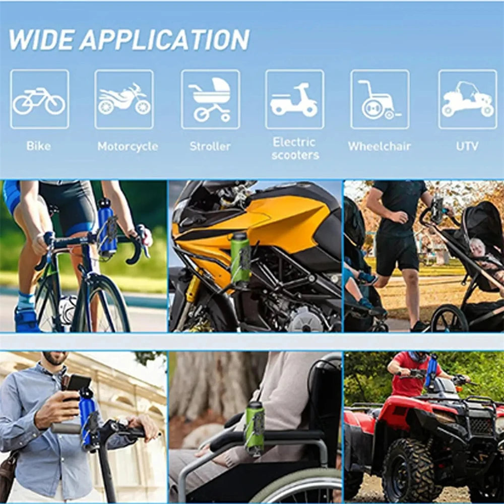 360° Adjustable Bike & Motorcycle Handlebar Cup Holder