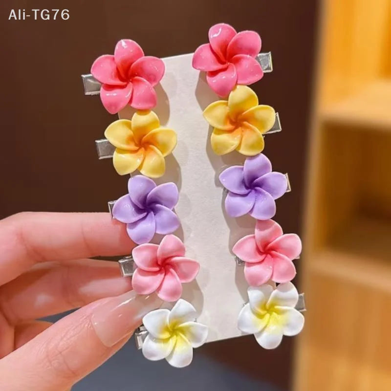 10-Pack Hawaii Mini Flower Hair Clips & Hairpins | Multicolor