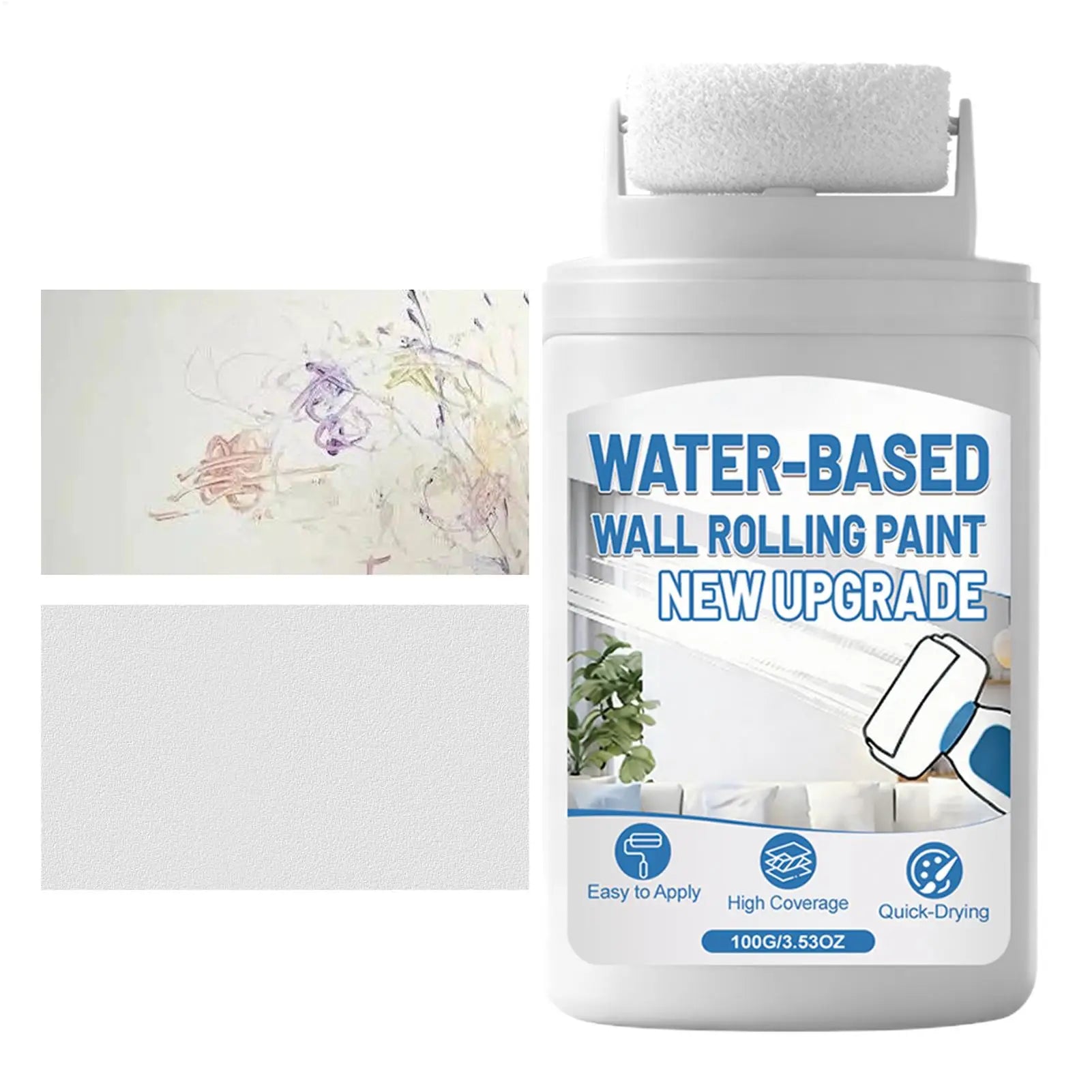 100g Fast-Dry White Touch-Up Paint with Built-In Roller Touch-Up Wall Paint Peaceful Pleasures Health and Wellness