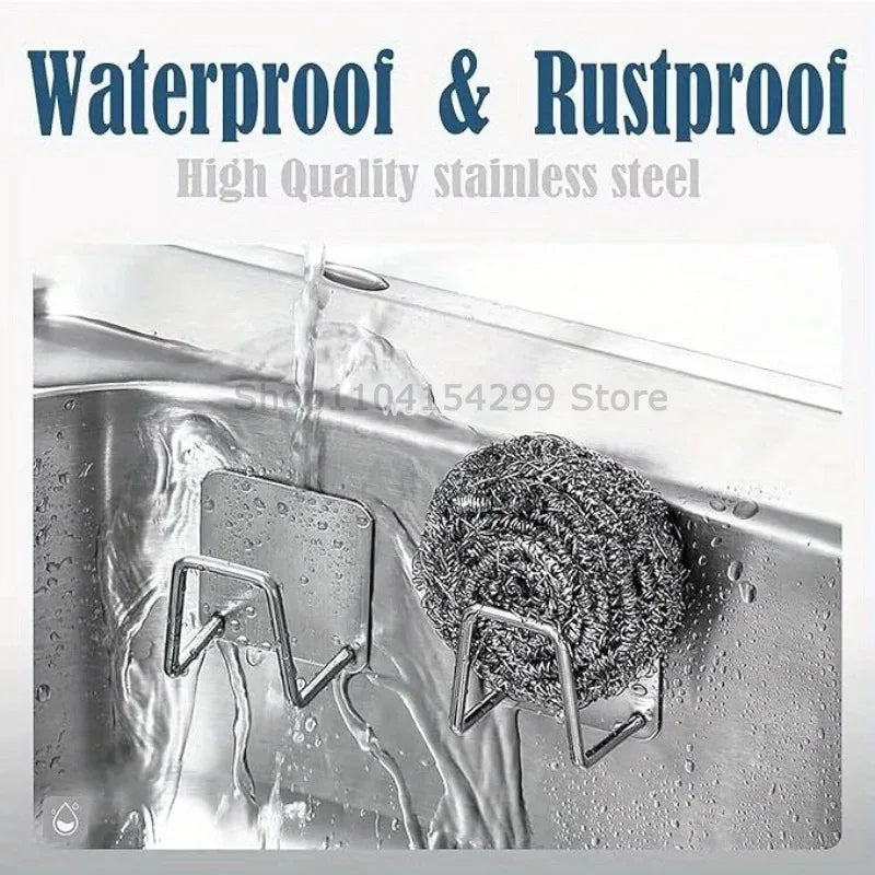 Stainless Steel Sink Sponge Holder | Adhesive Wall Organizer