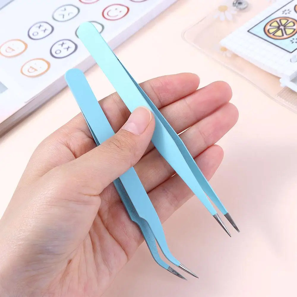 Stainless Steel Tape Sticker Tool Notebook Accessorise Journal Accessorise Tweezers Nipper Macaron Color Nail Tweezers Peaceful Pleasures Health and Wellness