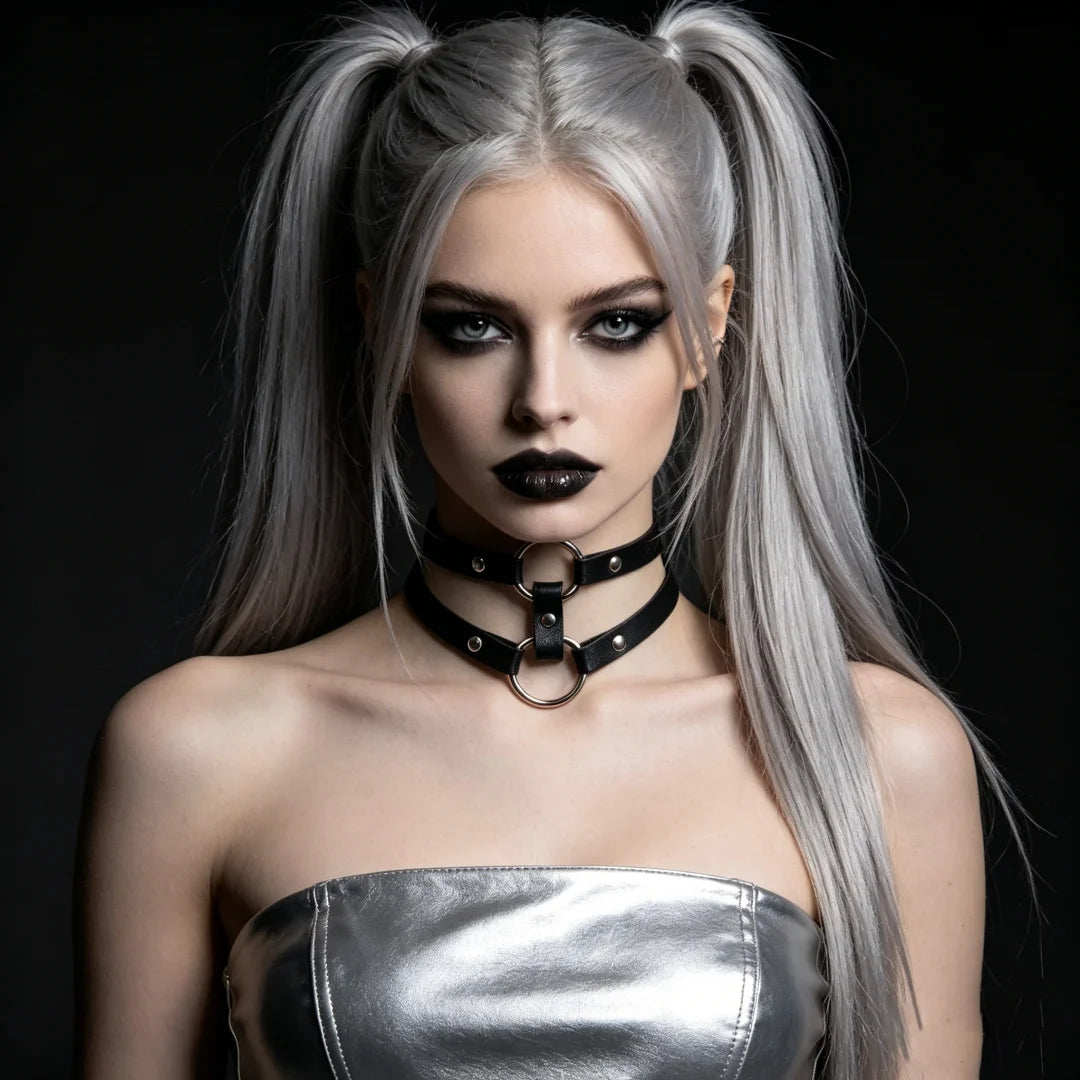 YK2 Women Sexy Fashion PU Leather Collar Gothic Street Erotic Bdsm