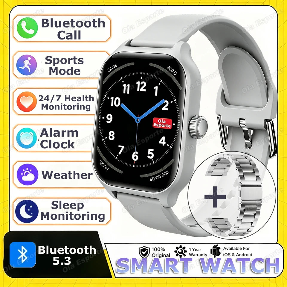 Smart Watch For Android IOS Watches 1.88 inch HD Display BT Call Message Alert Music Sports Mode Smartwatch Men Women Gift HW12 Peaceful Pleasures Health and Wellness Silver20Szstrap
