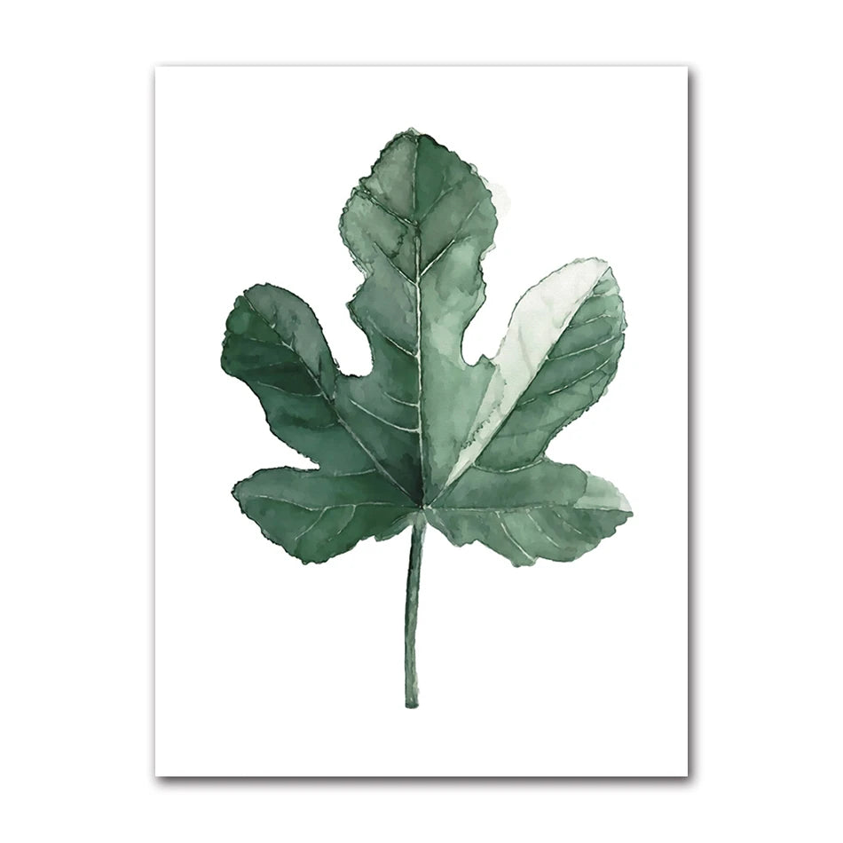 Nordic Tropical Plants Canvas Wall Art | Green Leaves Poster