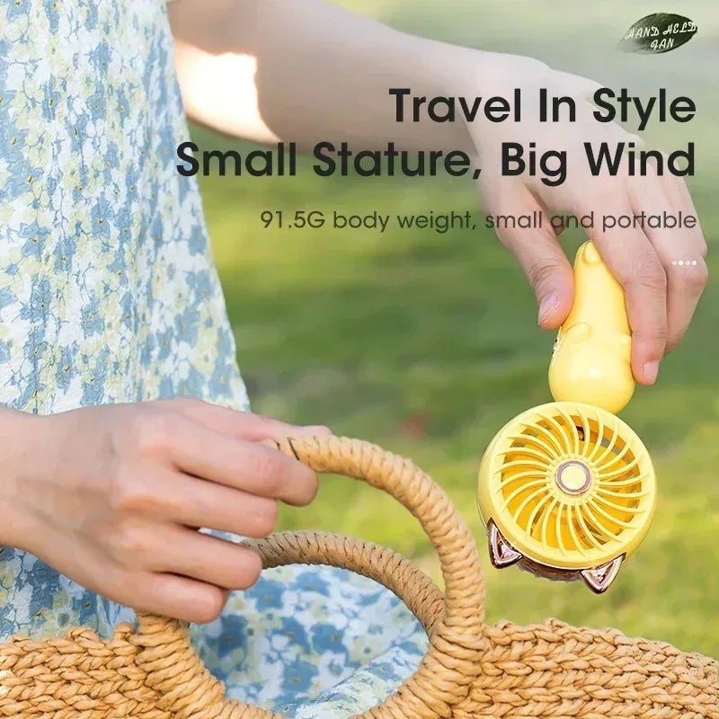 Portable Mini Handheld Folding Summer Fan USB Rechargeable 3 Speeds Cool for Outdoor Dorm Travel Desk Great Gift for Friends Peaceful Pleasures Health and Wellness