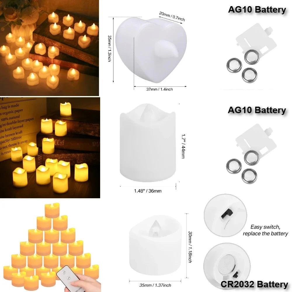 12Pcs Flameless LED Tea Lights Realistic Battery Operated Candles Tealights Electric Candles for Halloween Weddings Christmas Peaceful Pleasures Health and Wellness