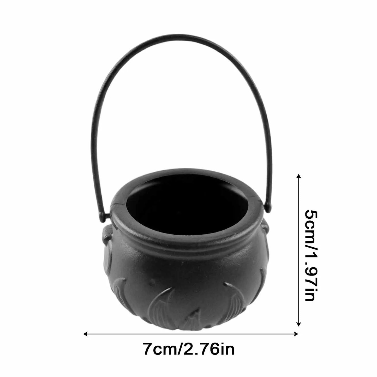 Halloween Witch Cauldron Candy Bucket | Flame Stripe Resin Pot