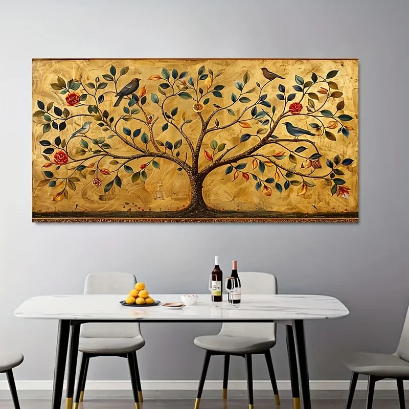 Tree of Life Canvas Wall Art – Vibrant Foliage & Birds Decor Canvas Wall Art Peaceful Pleasures Health and Wellness