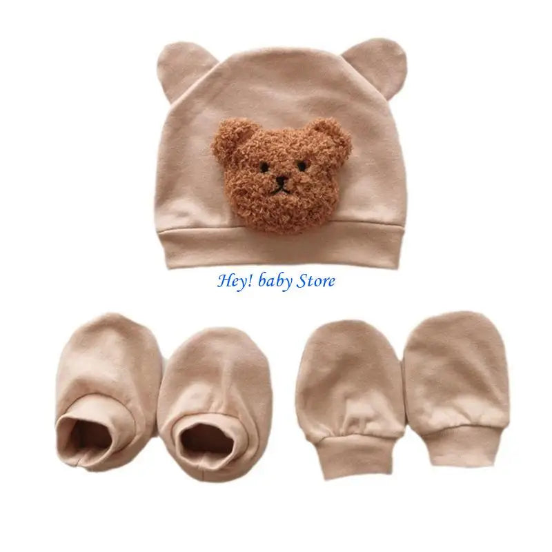 Newborn Hat, Anti-Scratch Mittens & Foot Covers Set 0–6M