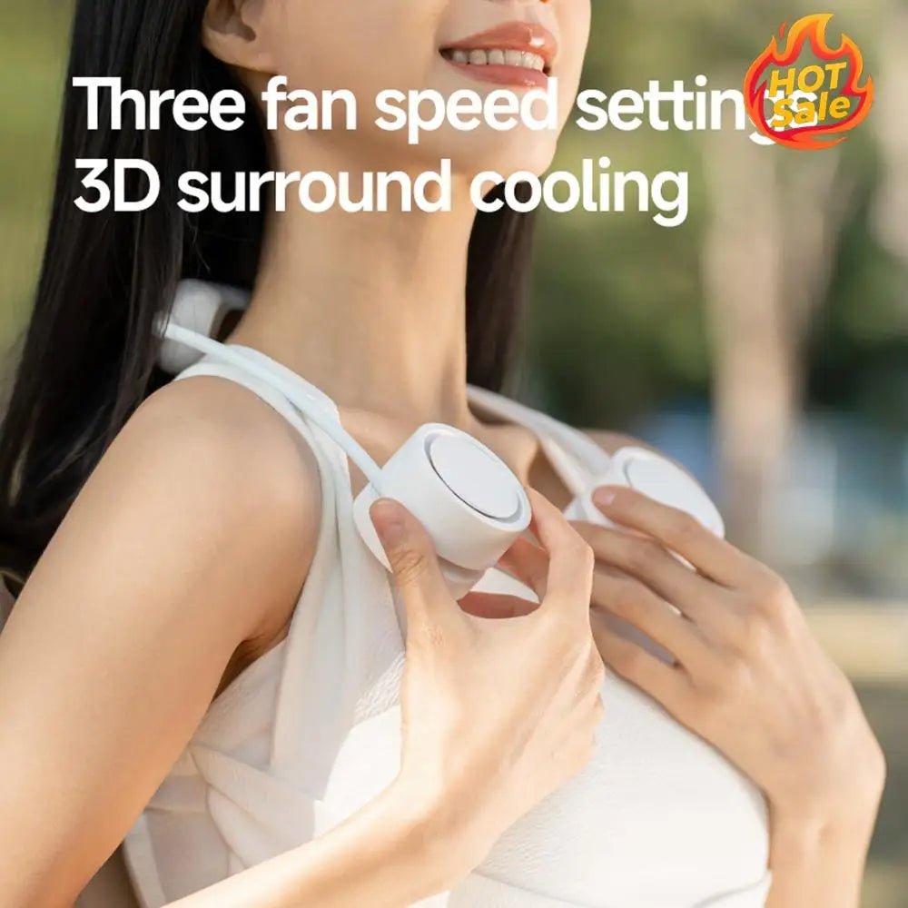 Portable Bladeless Neck Fan – 3 Speeds, 360° Cooling Rechargeable