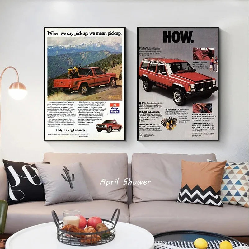 Jeep Cherokee XJ Wrangler Retro Canvas Wall Art Print Canvas Wall Art Print Peaceful Pleasures Health and Wellness