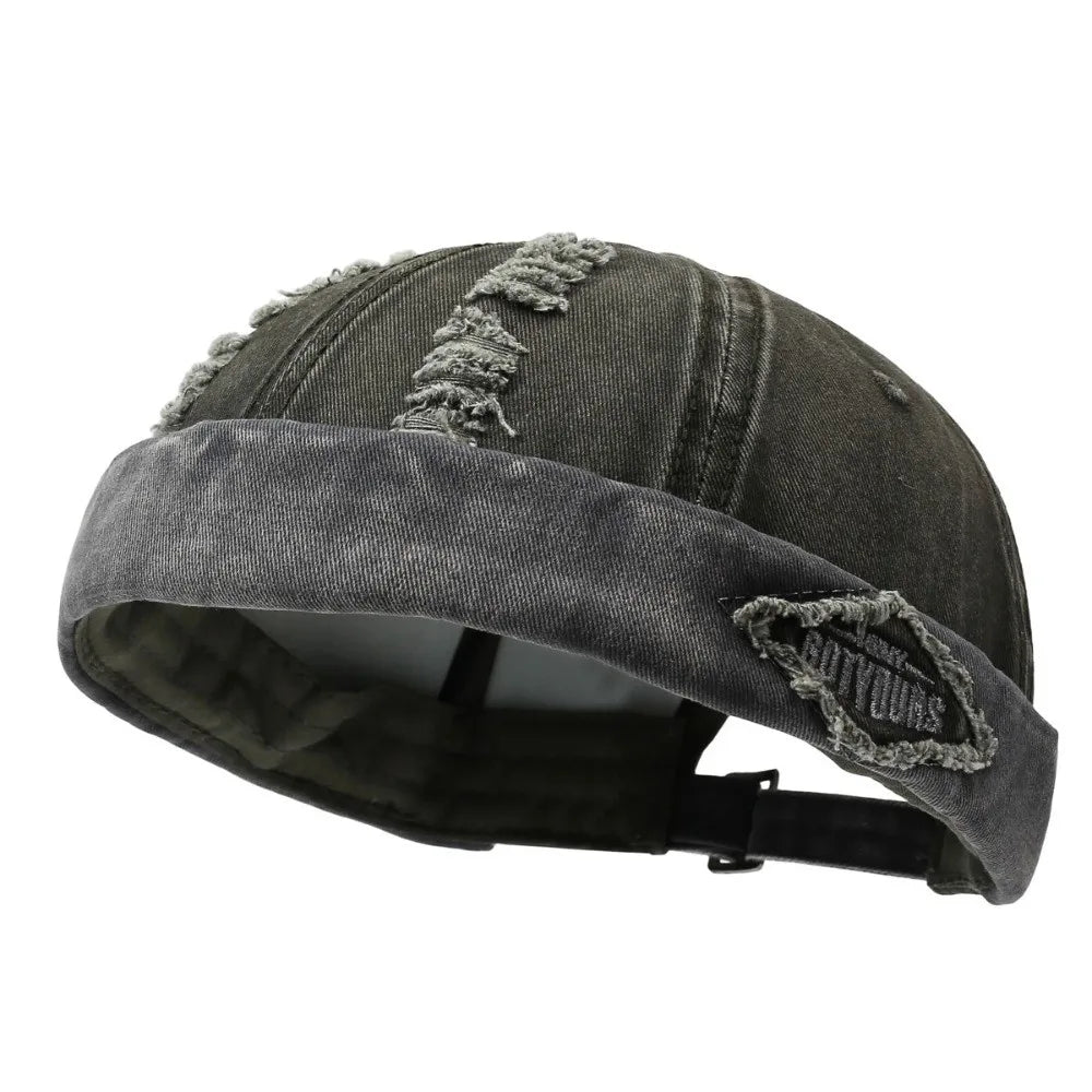 Distressed Skullcap Hat – Streetwear Hip Hop Sun Cap Unisex