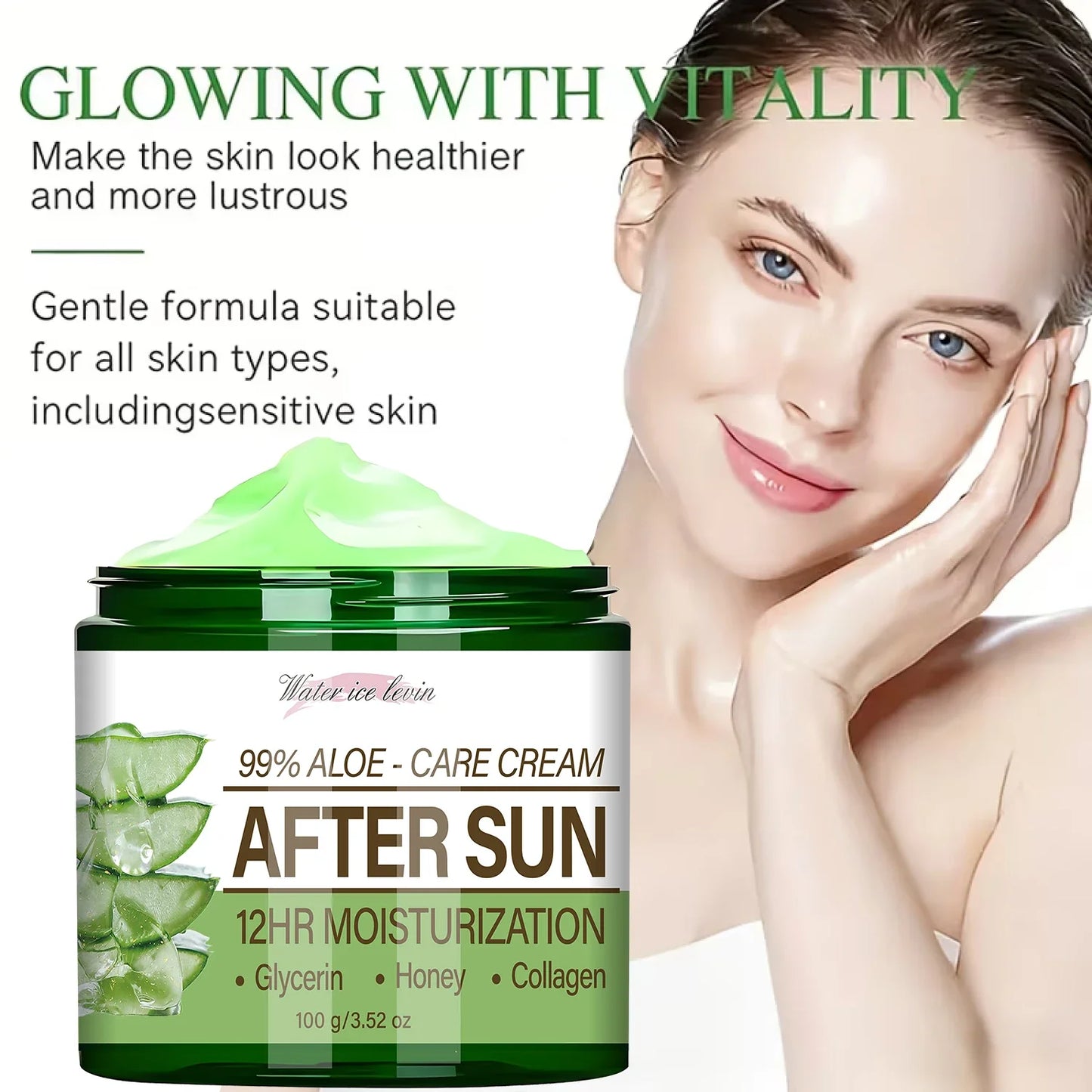 99% Aloe Vera After Sun Cream – 12HR Hydration, Collagen & Glycerin