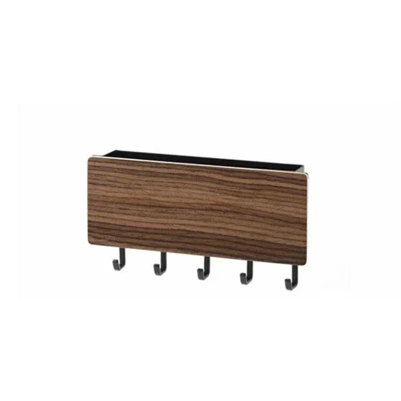 Wall Hanging Bamboo Key Hanger Holder Wall Organizer Rectangle Key Rack Hooks Coat Hooks Home Decoration Coat Hanger 2030 Peaceful Pleasures Health and Wellness black United States