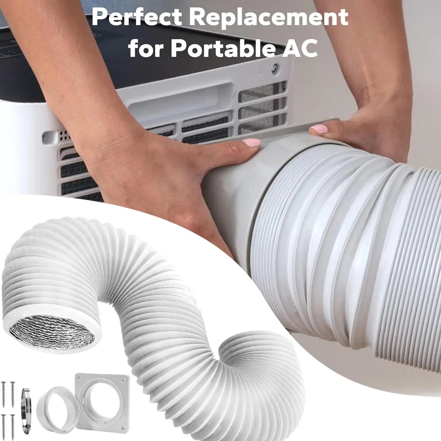 Portable AC Flexible Exhaust Hose & Vent Panel Kit | 4" Connector