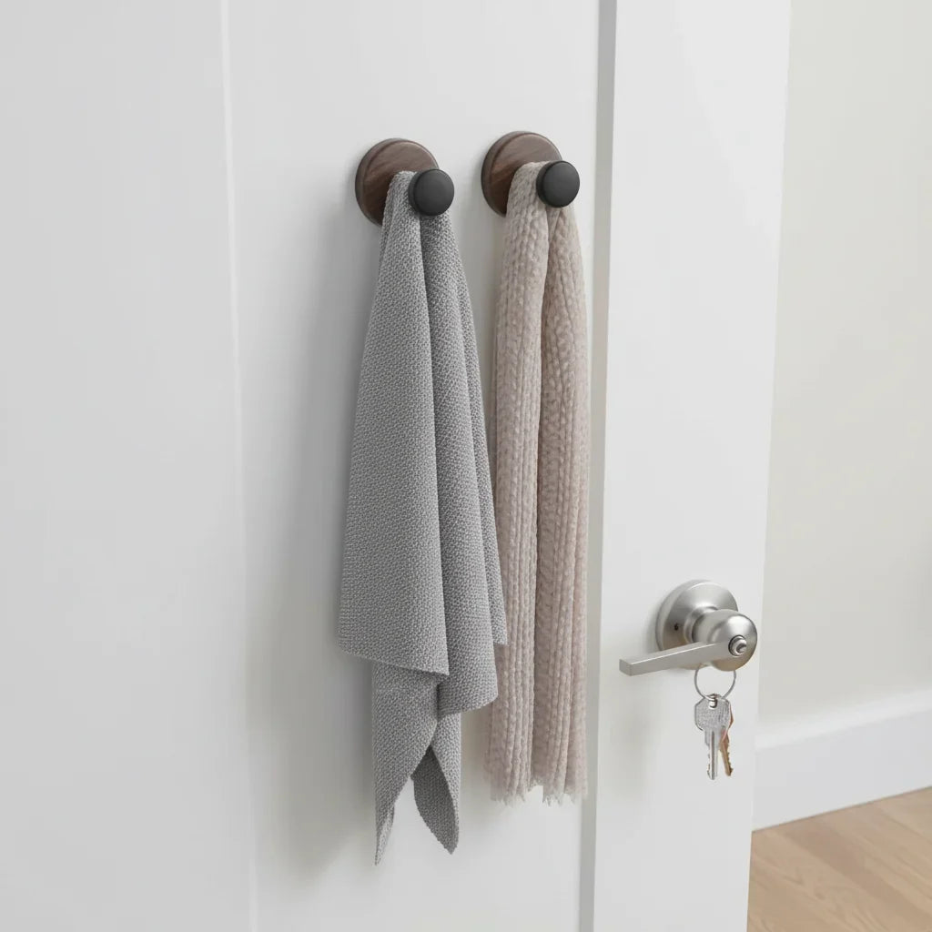 LEENKEA 2-Pack Wooden Suction Cup Hooks | No-Drill Wall Hooks
