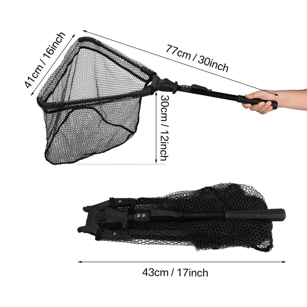 Retractable Fishing Landing Net with Telescoping Pole Foldable Handle for Kids Men Freshwater Saltwater Fly Fishing Carp Net Peaceful Pleasures Health and Wellness 43-77CM