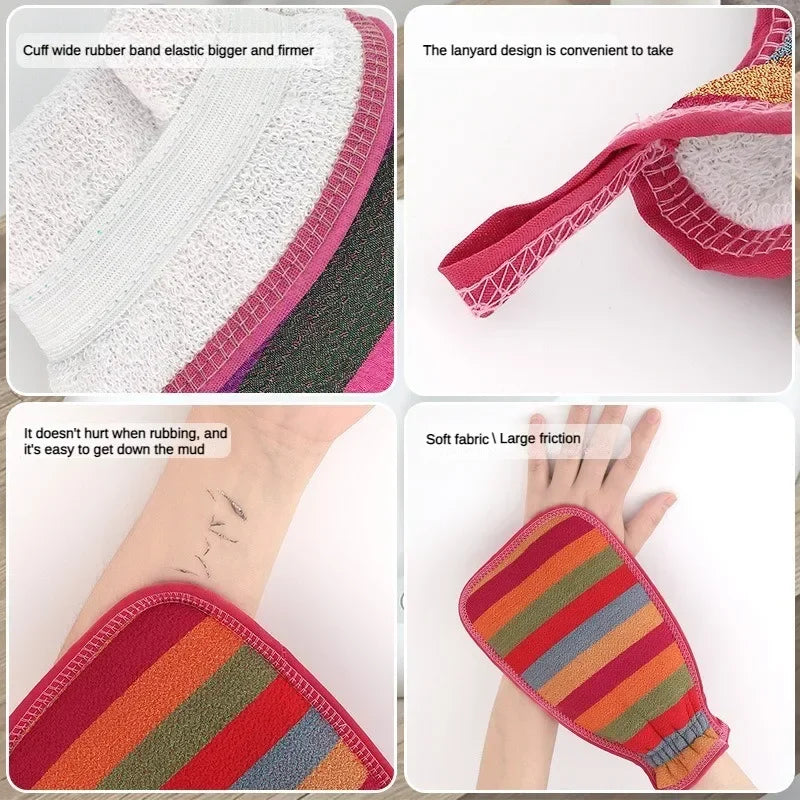 Striped Exfoliating Bath Gloves for Kids & Adults | Shower Mitt