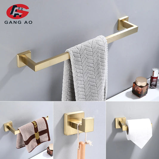Brushed Gold Bathroom Accessories Set | 304 Stainless Steel Bathroom Hardware Set Peaceful Pleasures Health and Wellness