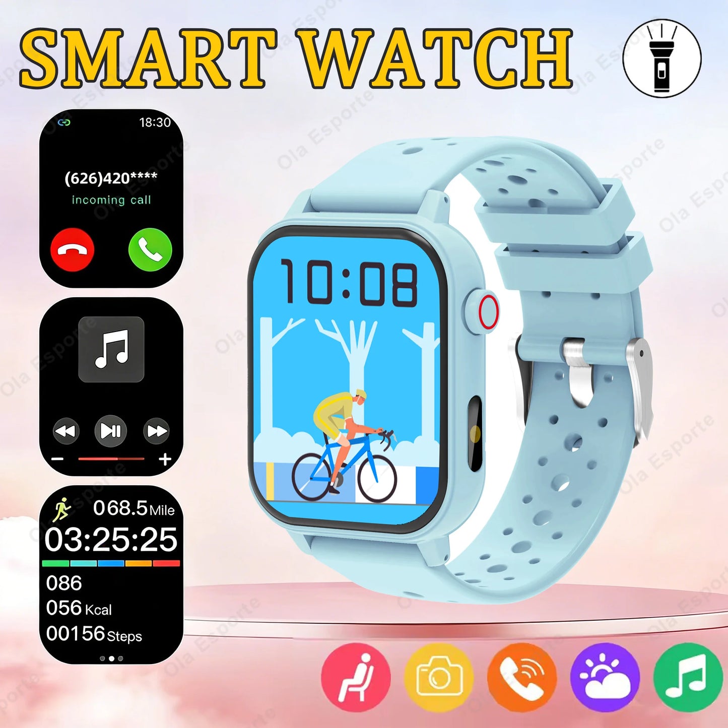 2026 New Multifunctional Smart Watch Men & Women Bluetooth Connected Phone Music Fitness Sports Bracelet Sleep Monitor watchHW12 Peaceful Pleasures Health and Wellness Lightblue
