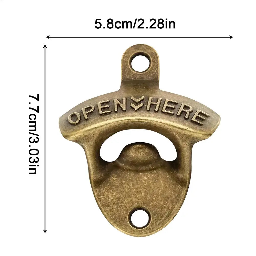 Vintage Wall Mounted Bottle Opener Zinc Alloy Decorative Caps Catcher Heavy Duty Beer Opener For Home Bar Outdoor RV Camping Peaceful Pleasures Health and Wellness Bronze