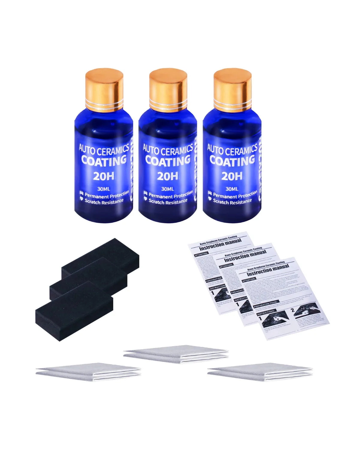 3PCS 20H Ceramic Coating Polishing Wax Super Hydrophobic Paint Care Durability Anti-Corrosion Plated Crystal Car Liquid Glass Peaceful Pleasures Health and Wellness 3 set