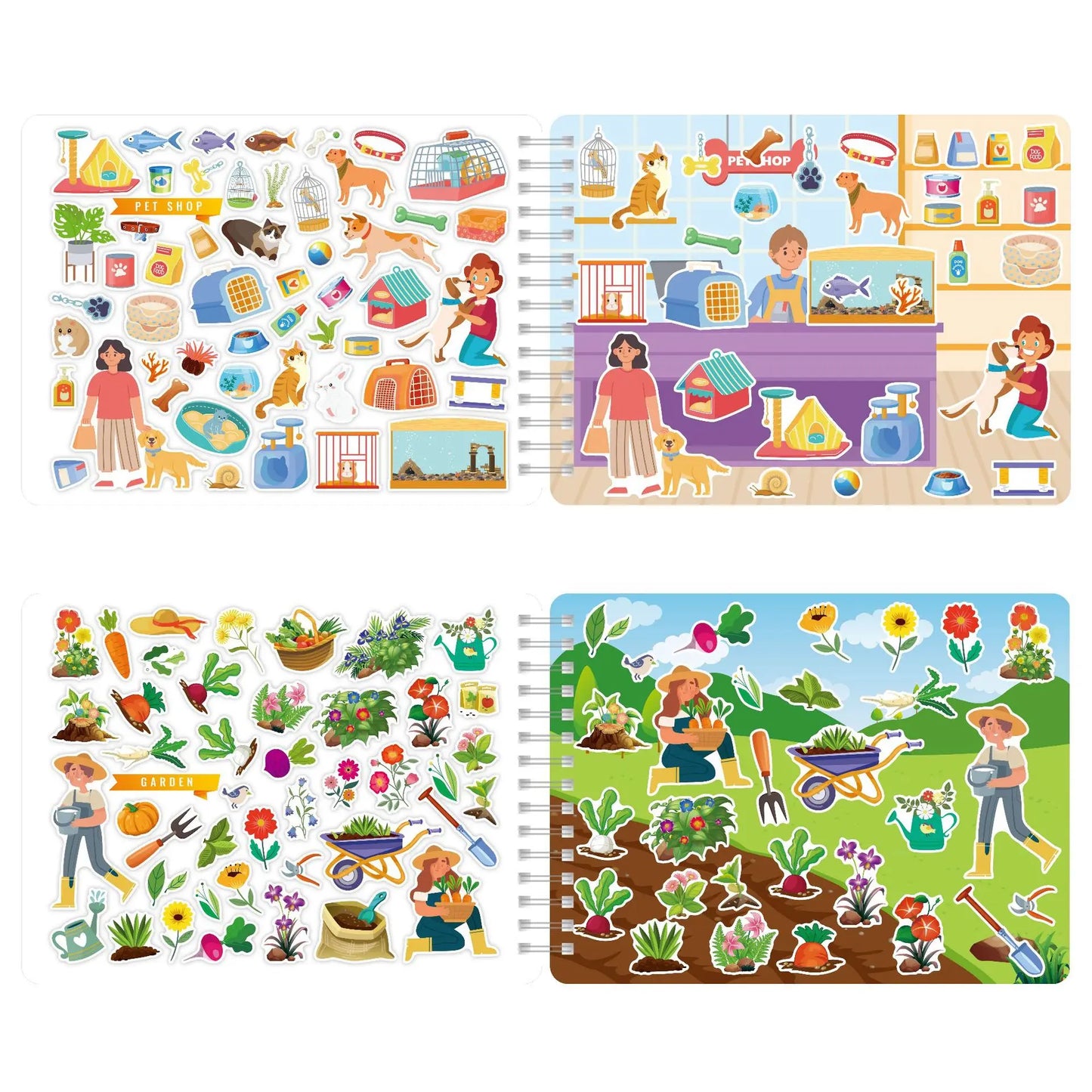 Reusable Sticker Book Kids DIY Coloring City Map Stickers Fun Early