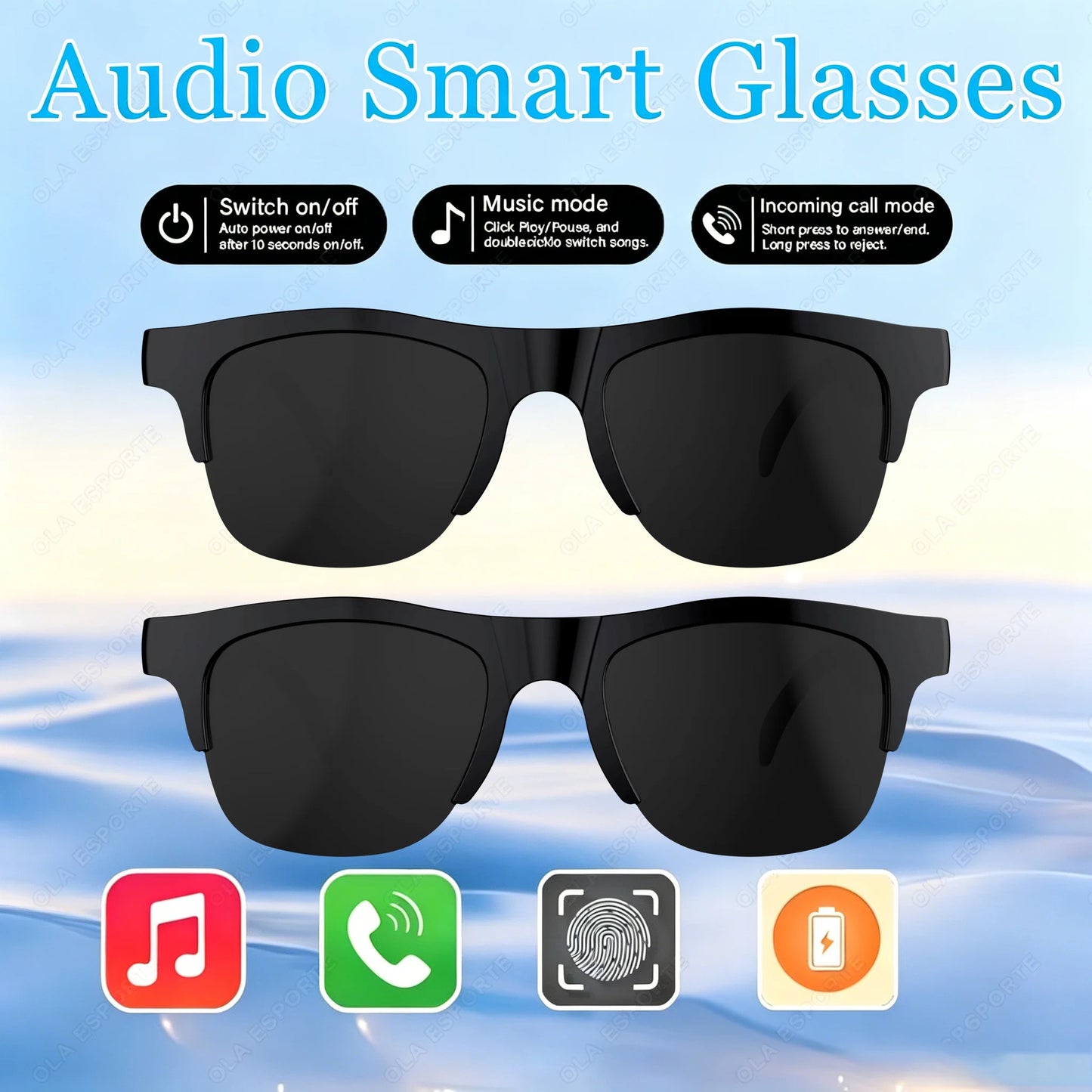 AI Smart Sunglasses – Bluetooth 5.3, UV Protection & Voice Control