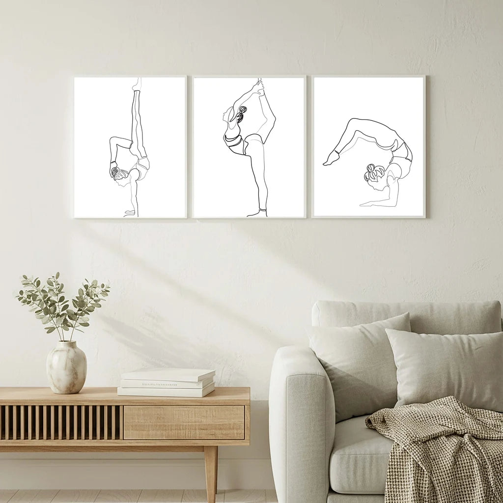 Black & White Yoga Woman Canvas Wall Art | Nordic Minimalist Canvas Wall Art Peaceful Pleasures Health and Wellness