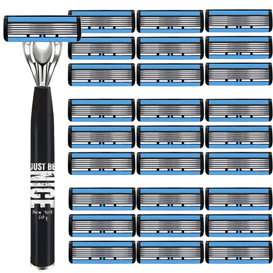 6-Layer Stainless Steel Men's Razor – Detachable & Reusable Men's Manual Razor Peaceful Pleasures Health and Wellness