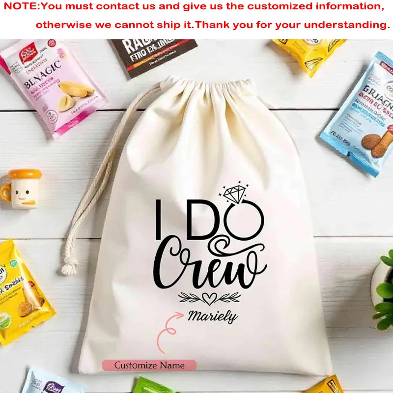 5pcs Personalized I Do Crew Drawstring Bag Wedding Bachelorette Party Bridal Shower Decoration Supplies Bride Party Accessories Peaceful Pleasures Health and Wellness custom name 13x18cm 5pcs