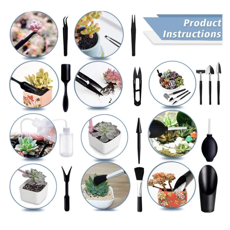 Black series succulent plant tools gardening tool set, indoor planting pot transfer gardening set Peaceful Pleasures Health and Wellness