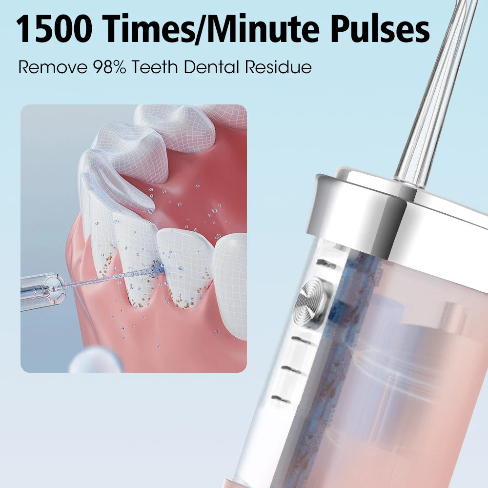 Electric Portable Oral Irrigator Cordless Water Flosser Teeth Pick for Home Travel Teeth Whitening Oral Care 1500rpm Water Jet Peaceful Pleasures Health and Wellness