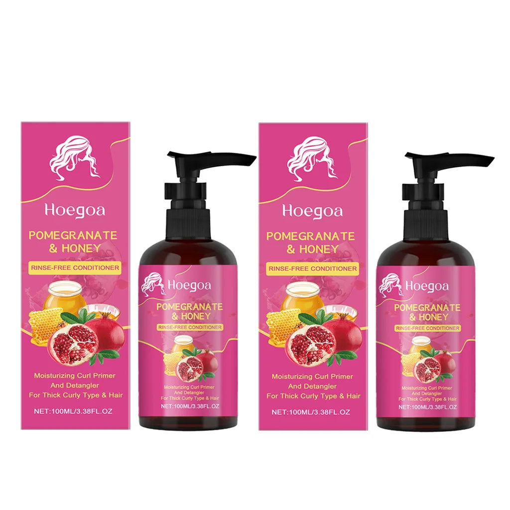 Pomegranate and Honey Leave-In Conditioner Treatment Nourishing Dry Damaged Hair Moisturizing Frizz Enhancing for All Hair Types Peaceful Pleasures Health and Wellness 2pcs