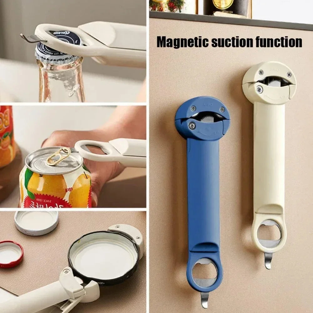 Multifunctional Bottle Opener Stainless Steel Lid Opener Diam 2.5-9.5cm Adjustable WineBeer Can Opener Kitchen Tools Peaceful Pleasures Health and Wellness