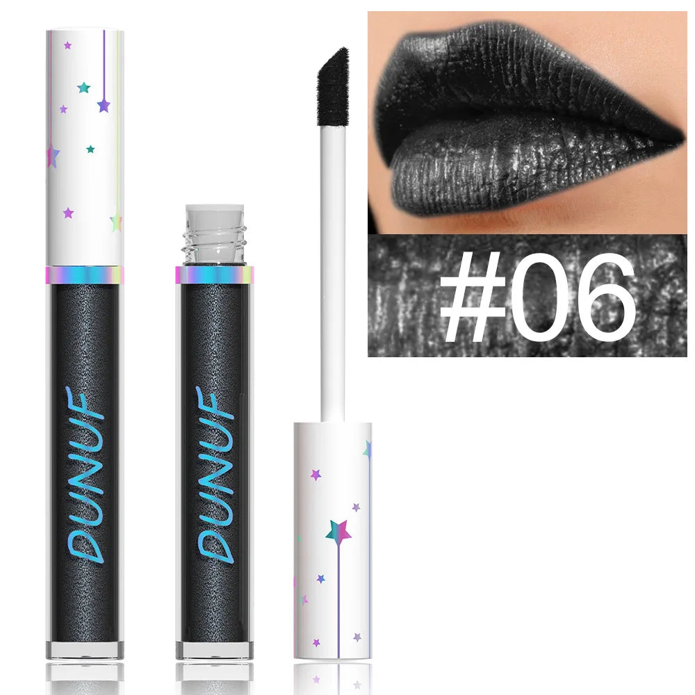12-Color Metallic Glitter Lip Gloss | Diamond Pearlescent Lip Glaze