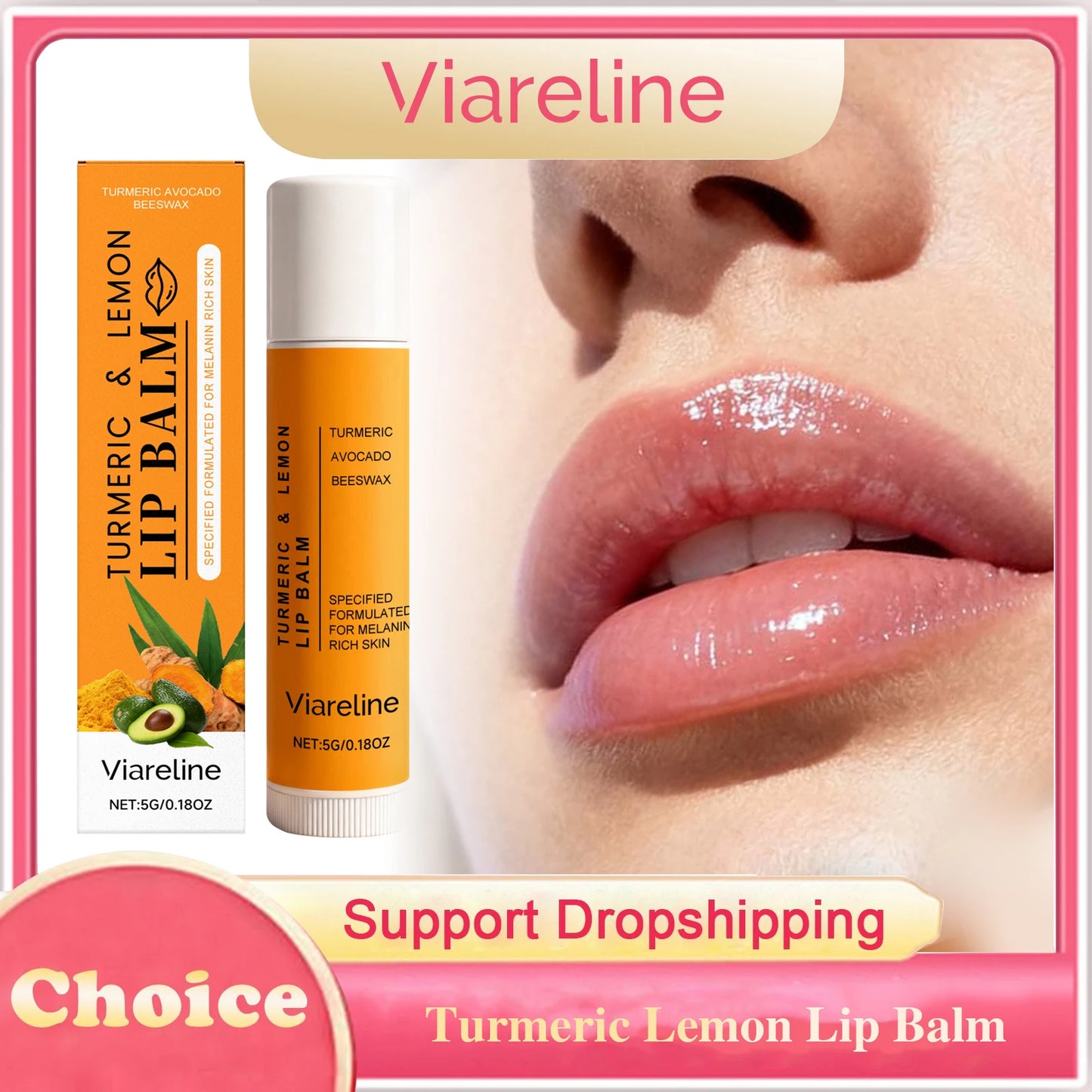 Turmeric Lemon Lip Balm Hydrating Fade Lip Lines Smooth Gloss Lighten Melanin Remove Dark Lip Dead Skin Soft Nourishing Lip Care Peaceful Pleasures Health and Wellness