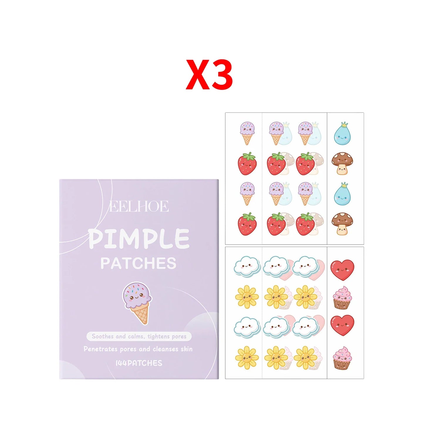 EELHOE 144-Pack Cartoon Pimple Patches – Acne Spot Treatment