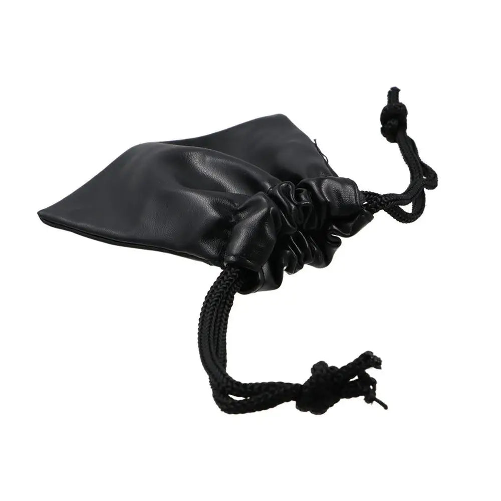 Travel PU Leather Headphone Bags Draw String Bag Dust-proof Headset Bag Black Drawstring Bag Men Women Peaceful Pleasures Health and Wellness