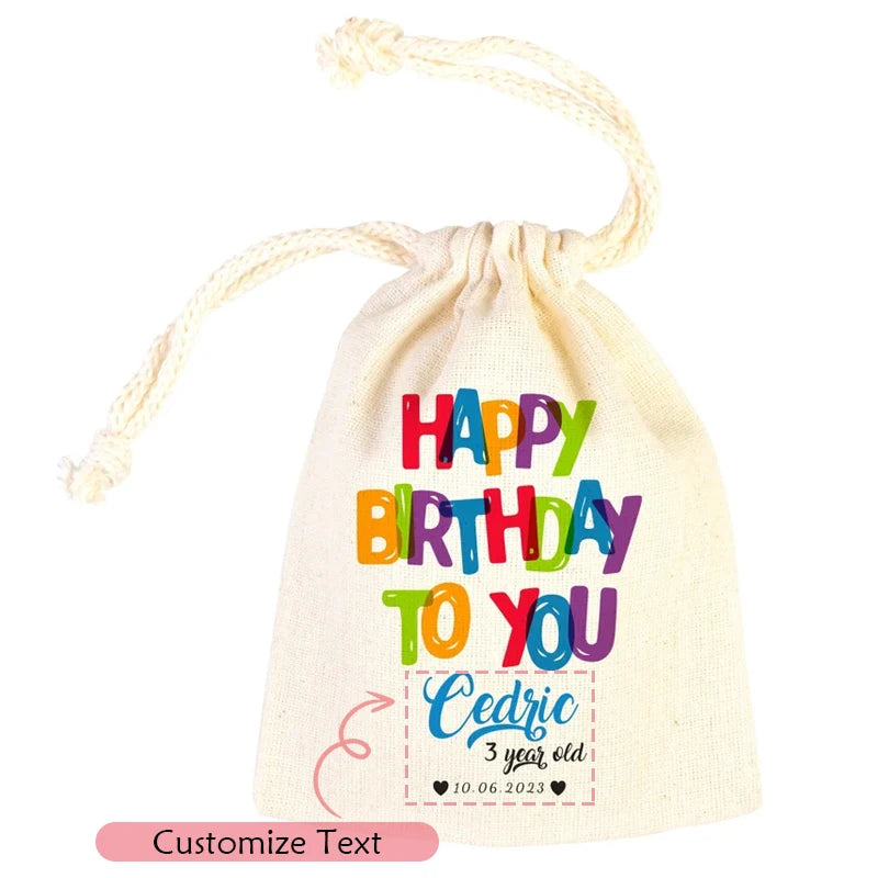 5-Pack Personalized Birthday Drawstring Bags | Custom Party Favors