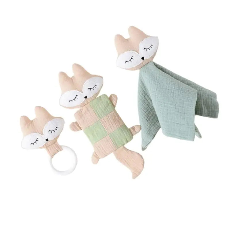 Baby Soothing Towel Set 3pcs | Cartoon Animal Comforting Blanket